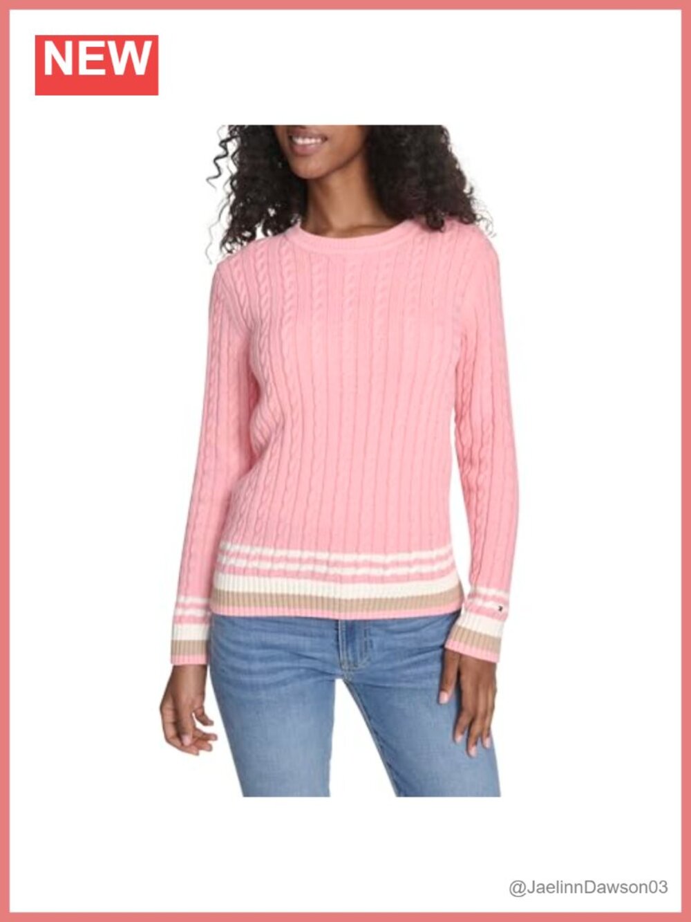 Cotton Crewneck Cable Knit Pullover Sweater Long Sleeve
